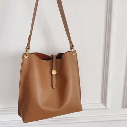 Ladies Bucket Bag Brand Design Luxury Cow Leather Single Shoulder Large Capacity Messenger Broadband Female Fashion Handbags