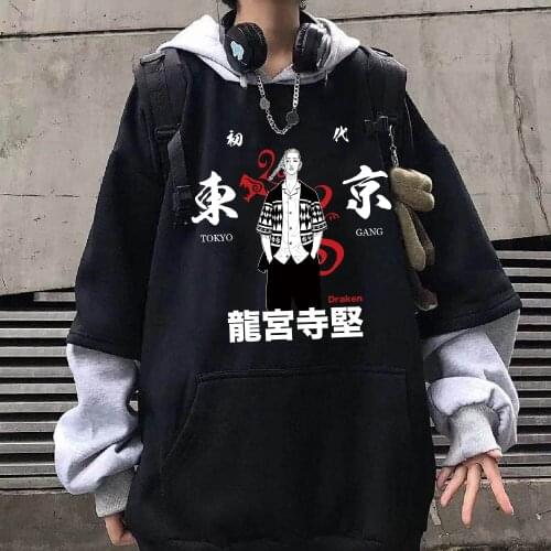 Anime Tokyo Revengers Draken Graphic Long Sleeve Hoodies Harajuku Streetswear Sudadera Sweatshirts Clothes