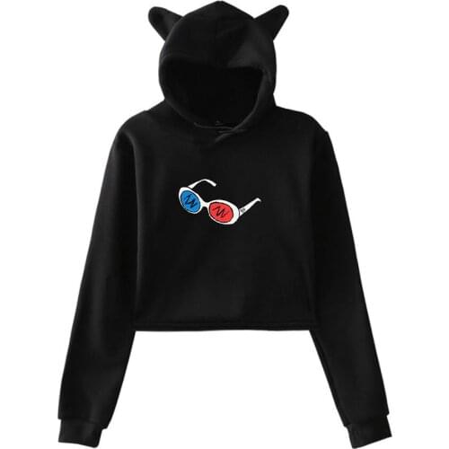 GeorgeNotFound goggles MCYT Dream team Print Cat Cropped Hoodies Girl Long Sleeve Hooded Pullover Crop Tops Loose