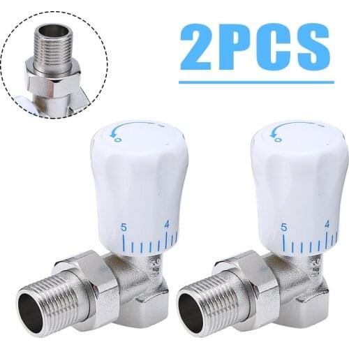 High Quality Thermostatic Radiator Valve 15mmx1/2" Angled Radiation Protection Valve Chrome Valve Parts