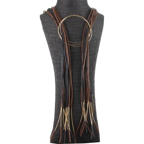 Punk Womens Jewelry Big Circle Pendant Fashion Womens Necklace Multi Rubber High Quality Statement Necklace Party