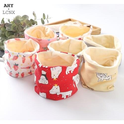 Winter Children Scarf Warm O Ring Neckerchief Autumn Baby Neck Collar Girl Kids Cotton Plush Velvet Scarf Cartoon Boys Scarves