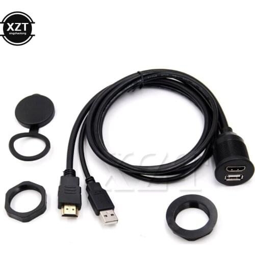 1 Set Car Dashboard Moto Flush Mount Panel USB 2.0 3.5mm M/F AUX Lead Extension Cable Car Styling Dashboard for Motocycle Car