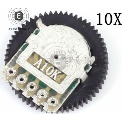 10PCS A103 10K Duplex Gear Potentiometer Dial For Radio MP3/MP4 Volume Adjustment Switch Potentiometers A10K 16x2mm
