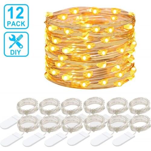 12 Pcs LED Fairy String Lights Battery Operated LED Copper Wire String Lights Outdoor Waterproof Bottle Light For Bedroom Decor