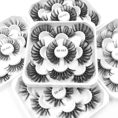 5Pairs 5D Mink Lashes Natural False Eyelashes Dramatic Volume Fluffies Fake Lashes Makeup Eyelash Extension Silk Eyelashes