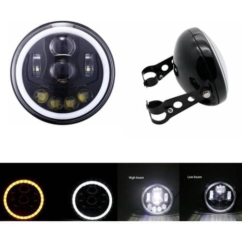 7 Inch DOT SAE E9 Motorcycle Headlamp with angle eye Led Headlight 7inch housing bucket trim ring