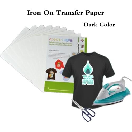 A4*50sheets) Dark Color Iron On Inkjet Heat Transfer Paper for Dark T shirts Thermal Papel Transfer Heat Transfers For Clothes