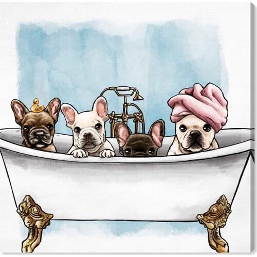 DIY Diamond Painting Cross Stitch french bulldog bathing diamond Embroidery,5D Rhinestone painting full drill square mosaic