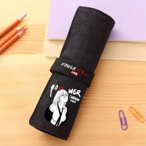 Anime Chainsaw Man Cosplay Unisex Cartoon Students School Scroll Pencil Case Coiling Block Stationery Box Pen Bags Fashion Gifts