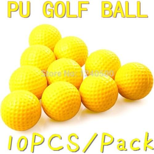 Free Shipping 10pcs/lot Soft Indoor Practice PU Yellow Golf Balls Training Aid Drop Shipping Wholesale