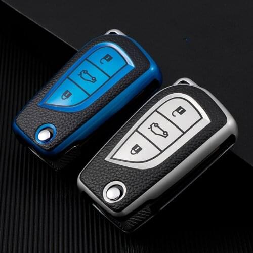 Carbon Fiber TPU Car Key Cover Case Protective Shell for Toyota Auris Corolla Avensis Verso Yaris Aygo Scion TC IM Camry RAV4