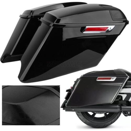 4" Motorcycle Black CVO Stretched Extended Hard Saddle Bags Saddlebags For Harley Touring Road King Street Glide 1993-2013 Modle