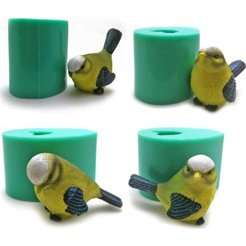 DIY 3D Silicone Bird Molds For Cake Decoration Simulation Cuckoo Soap Form Salt Sculpture Chocolate Mould Plaster Candle Molds