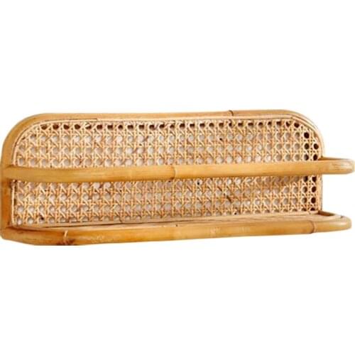 Home storage shelf handmade Large rattan room organizer wall shelf storage rack Size L