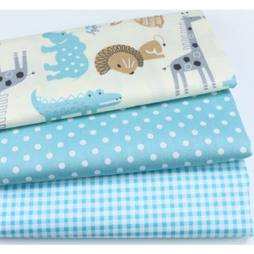 Animal Grid Dot Printed Cotton Fabric For DIY Patchwork Quilting Tissue Handwork Cloth Sewing Baby Sheets Dress Home Textile