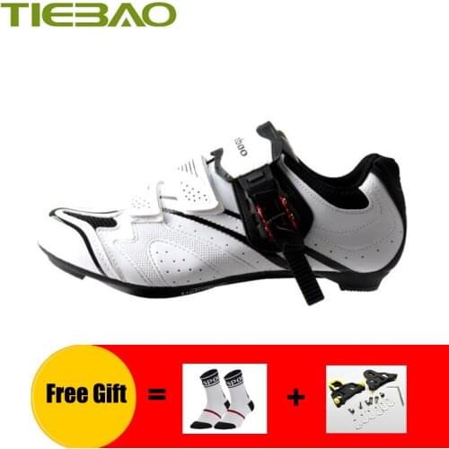 TIEBAO men women road cycling shoes sapatilha ciclismo breathable self-locking road bike sneakers white riding bicycle shoes