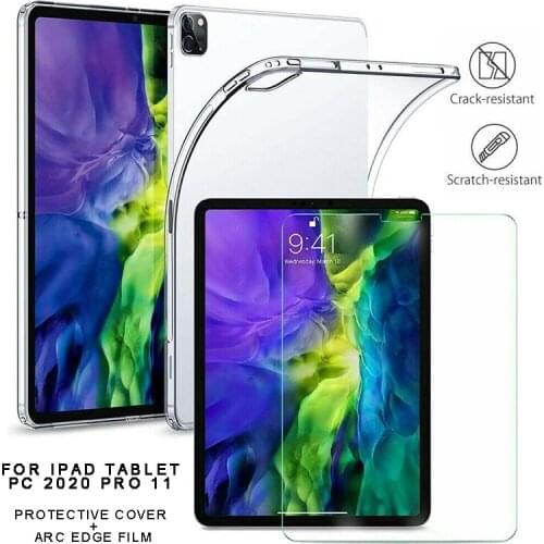 Mayitr Tempered Glass Film Screen Protector+Protective Transparent Clear Case Back Cover Compatible for iPad Pro 11 inch