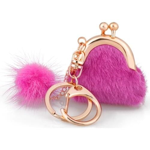 Mini zero purse Keychain women tassel gold plush ball charm girl Wallet Key chain fashion new products