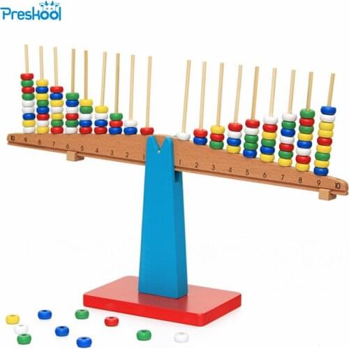 Montessori Baby Kids Toy Teaching Aids Wood Balance Beam Vertical Rods Stacking Scales Preschool Brinquedos Juguetes