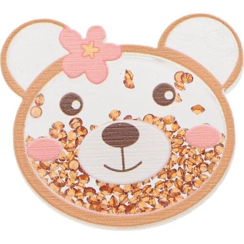 Cartoon Bear Unicorn with Sequins Quicksand Acrylic Planar Resin Animal Pattern Jewelry Accessory Phone Case Decoration1Yc18533