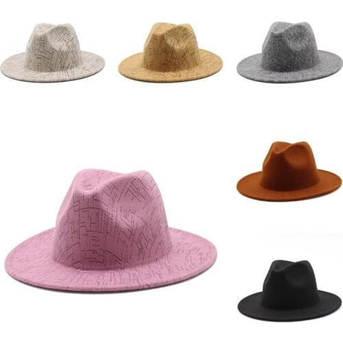 Men Fedora hats women Cowboy Simple woolen hat jazz hats British style hat Fashion hat autumn winter big along Multicolor hat