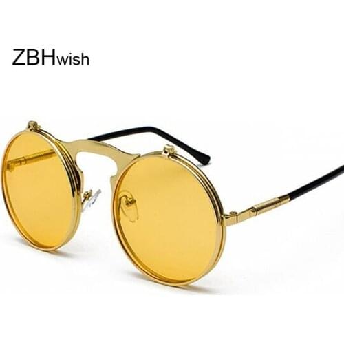 Metal Steampunk Sunglasses Men Women Fashion Round Glasses Brand Designer Retro Frame Vintage Sun Glasses Male High Quality