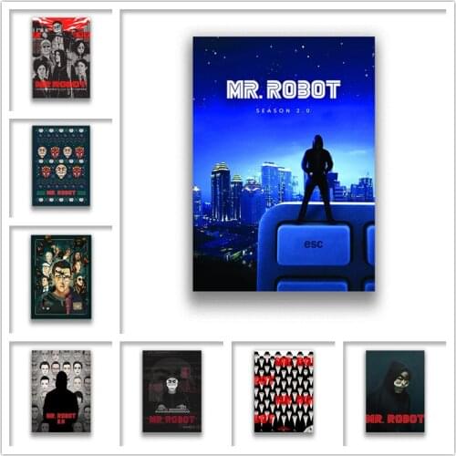 Mr Robot Wall Stickers White Coated Paper Prints Home Decoration Livingroom Bedroom Bar Home