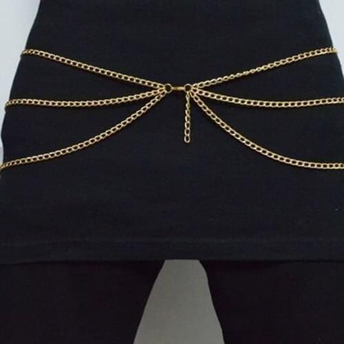2015 New Fashion Women 3 Layer Waist Chain Body Chain Simple Tassels Golden Alloy Sexy Jewelry