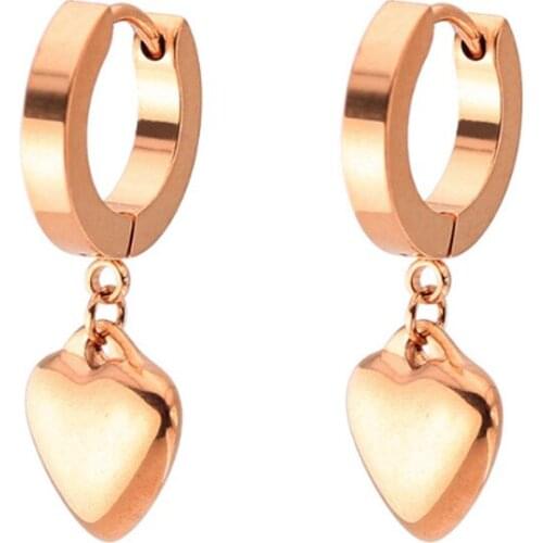 New Hot Sale Punk Rose Gold Silver Color Stud Earring For Women Men Stainless Steel Trendy Heart Ear Clip Fashion Jewelry
