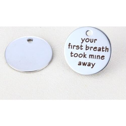 20pcs/lot 22mm New Arrival Stainless Steel Letter Charm You First Breath Took Mine Away For DIY jewelry making