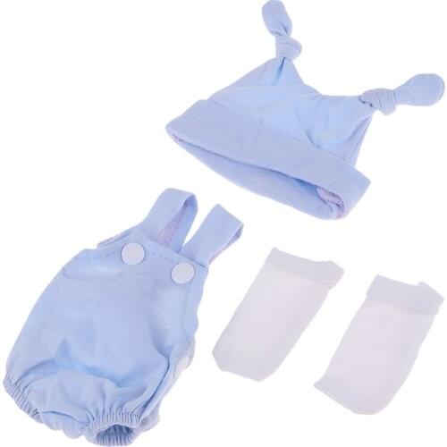 Adorable Rompers Suspender Trousers and Hat and Socks Outfits for 10/11 inch Reborn Baby Newborn Girl or Boy Dolls Clothes