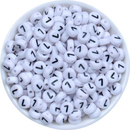 Single Number 7 Top Quality Kids Alphabet Beads Acrylic Bead With DIY White Letters Beads Bracelet Accessories For kid DIY