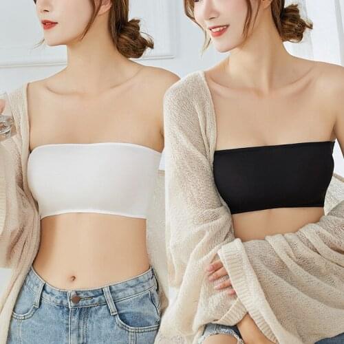 Solid Breathable Casual Tube Top Womens Sexy Strapless Crop Top Bra Modal Seamless Bandeau Boob Tube