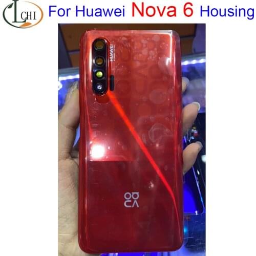 Original 6.57" Battery Cover For Huawei Nova 6 Battery Back Cover Glass Housing + Camera Lens For Nova 6 Back Cover Case Replace