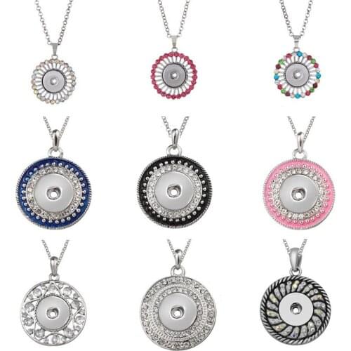 New Snap Necklace Jewelry Oval Metal Snap Pendant Necklace Fit 18mm Snaps Button for Women Accessories