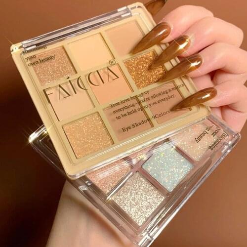 9Colors FAICCIA Eyeshadow Palette Matte Shimmering Naturally Waterproof Long Lasting No Smudging Eye Shadow Makeup Kit Cosmetics