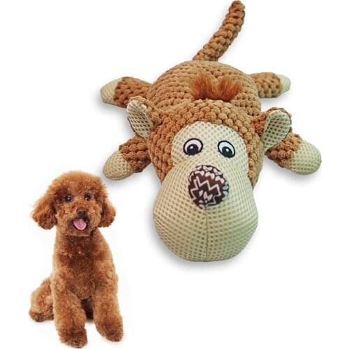 Pet Dogs Squeaky Toy Plush Dental Care Creative Animal Monkey Rhinoceros Shaped Puppy Dog Teething Toy Dog Bite Toy Funny Toys