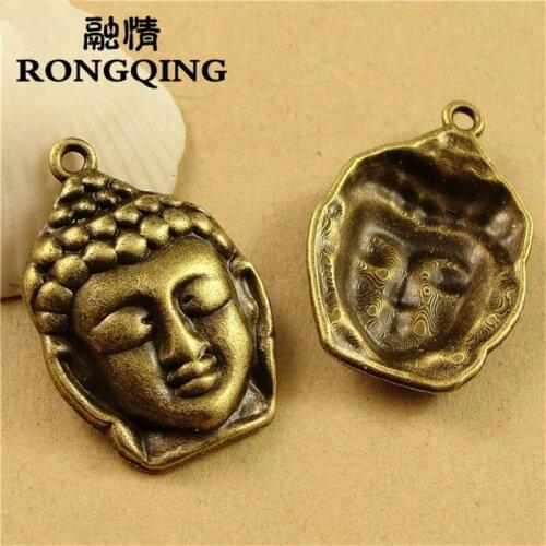 RONGQING 20*29MM 40pcs/lot Buddha Head Pendants Handmade Charms for Jewelry Making