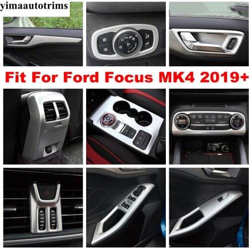Pillar A Danger Warning Lamps Air AC Panel Window Lift Button Cover Trim For Ford Focus MK4 2019 - 2021 ABS Matte Accessories