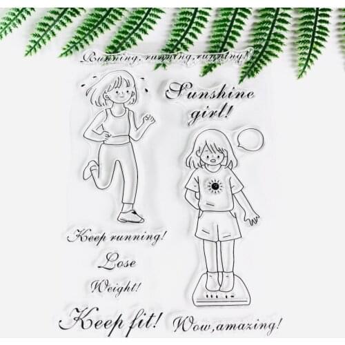 11*16 Keep Fit Girl Transparent Clear Silicone Stamps Seal for DIY Scrapbooking Photo Album Decorative Clear Stamp Sheet