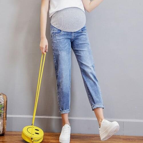 Straight Jeans Maternity Haren Pants For Pregnant Women Clothes Boyfriend Pregnancy Trousers Denim Jeans Maternity Clothing