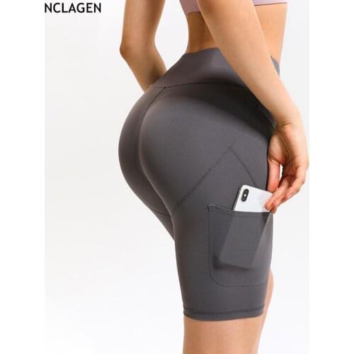 Yoga Shorts Sports Leggings For Women High Waist Summer Pocket Squat Proof Butt Lift Elastic Running Exercise Fitness Joggers