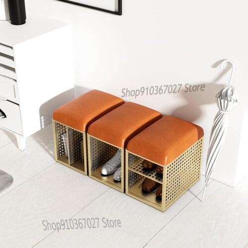 Nordic Shoe Changing Stool Combination Shoe Cabinet Small Apartment Hallway Entrance Shoe Stool Light Luxury Storage Sofa Stool