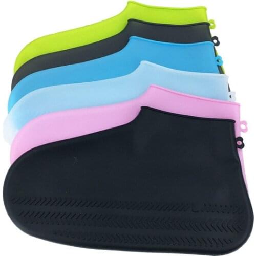 Outdoor non-slip wear-resistant silicone rain boot cover, portable elastic rainy day anti-fouling waterproof shoe cover