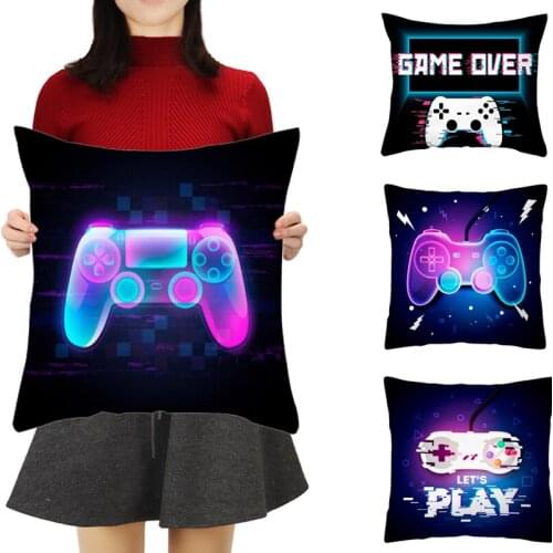 Video Game Cushion Covers Happy Birthday Gamepad Boy Inflate Party Supplies GAME ON Pillowcase Happy Birthday Decor Kids Gifts