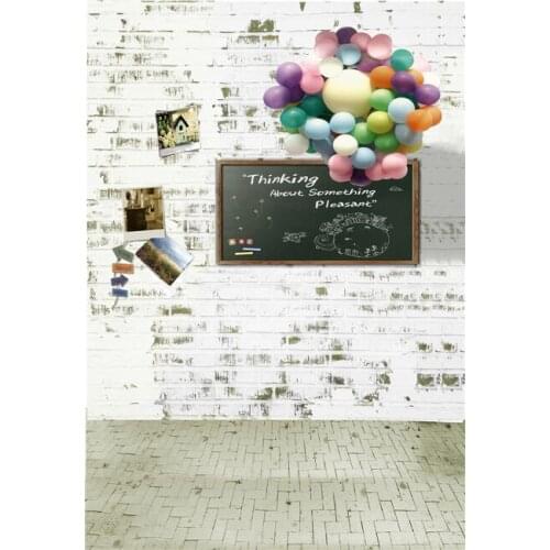 VinylBDS Background Brick Wall And Brick Floor Photocall Wedding Blackboard Photo Balloons Backdrop