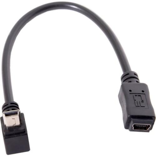 Xiwai GPS Mini USB B Type 5P 90D Up Direct Angled Male to Female Extension Cable 20cm