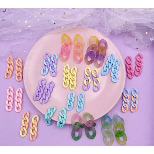 Rainbow Gradient Resin Chain Long Earrings for Women 2020 Summer Candy Color Arcylic Hanging Drop Earrings Statement Jewelry