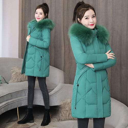 Women Winter Jackets Coats 2020 New Down Cotton Hooded Parkas Feminina Warm Outwear Faux Fur Collar Plus Size 4XL Long Coat 2215